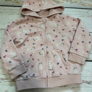 Anko Kids Zip Up Hoodie with Kitten and Floral Print